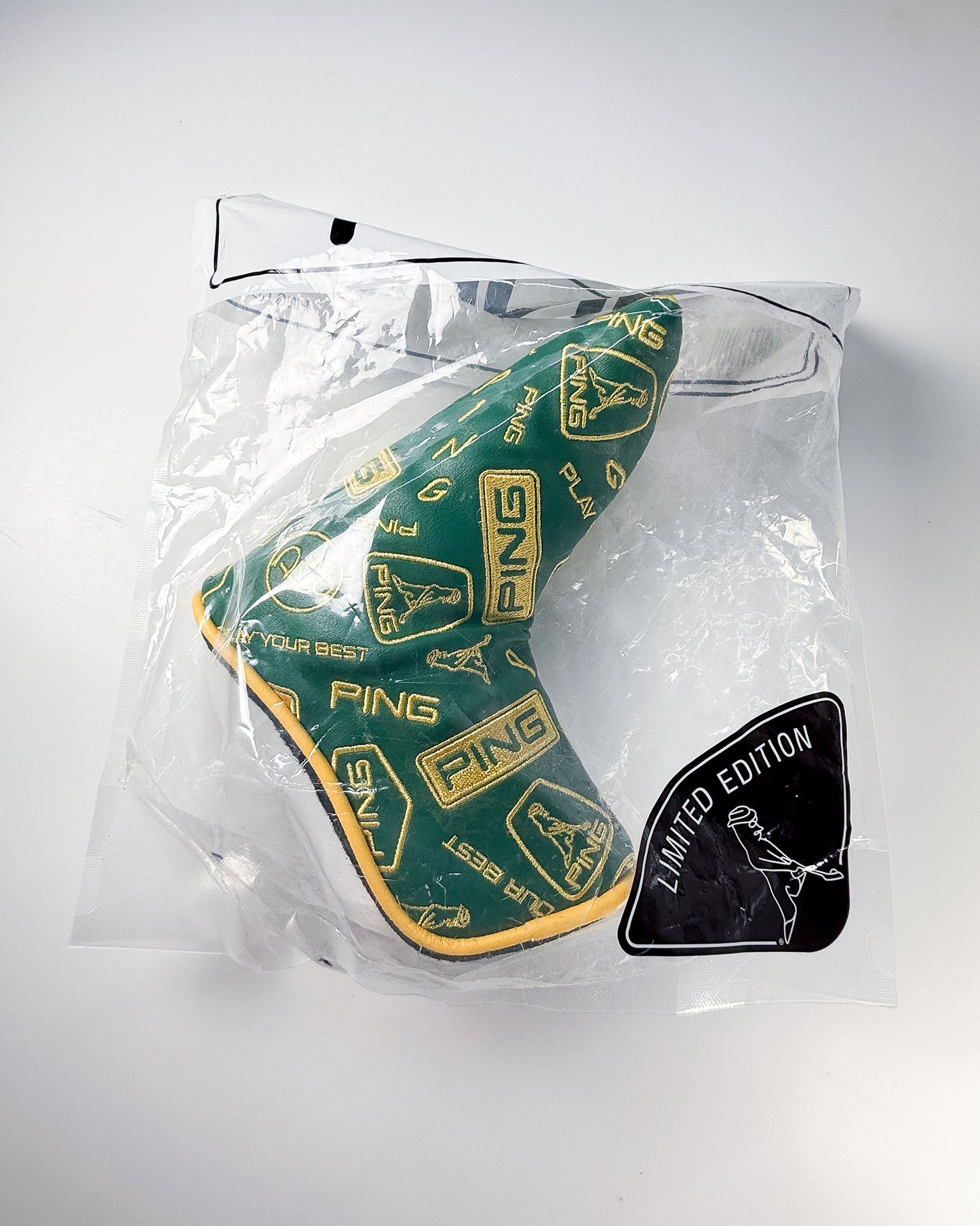 Limited Edition Ping "Dancing Ping" Green & Gold Blade Putter Cover